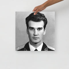 A Stanislav Petrov poster on a plain backdrop in size 16x16”.