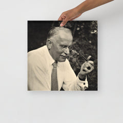 A Carl Jung poster on a plain backdrop in size 16x16”.