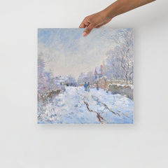 A Snow at Argenteuil by Claude Monet poster on a plain backdrop in size 16x16”.