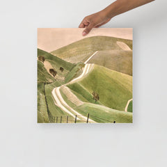 A Chalk Paths by Eric Ravilious poster on a plain backdrop in size 16x16”.