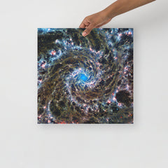 A Phantom Galaxy By James Webb Space Telescope poster on a plain backdrop in size 16x16”.