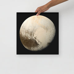 A Pluto poster on a plain backdrop in size 16x16”.