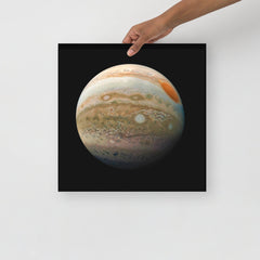 A Planet Jupiter From the Juno Spacecraft poster on a plain backdrop in size 16x16”.