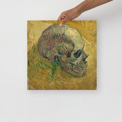 A Skull 1887 by Vincent Van Gogh poster on a plain backdrop in size 16x16”.