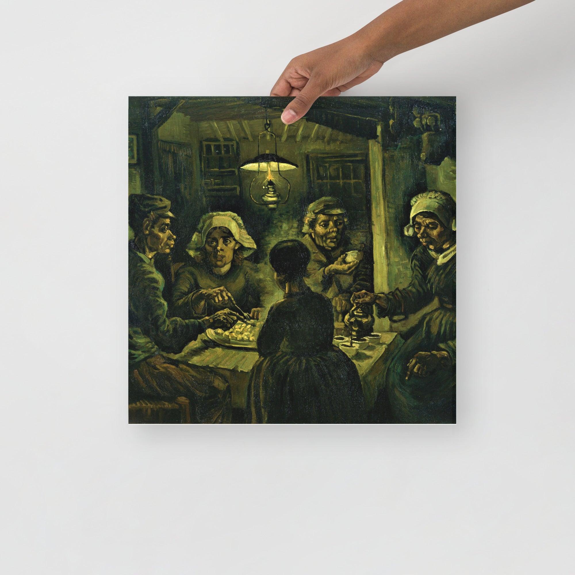 The Potato Eaters by Vincent van Gogh poster on a plain backdrop in size16x16”.