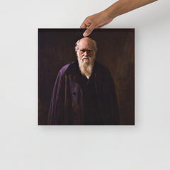 A Charles Darwin By John Collier poster on a plain backdrop in size 16x16”.