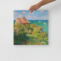 A Fisherman's Cottage at Varengeville by Claude Monet poster on a plain backdrop in size 16x16”.