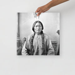 A Sitting Bull Portrait poster on a plain backdrop in size 16x16”.