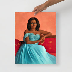 A Michelle Obama poster on a plain backdrop in size 16x20".