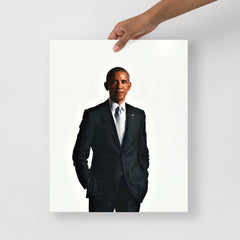 A Barack Obama poster on a plain backdrop in size 16x20”.