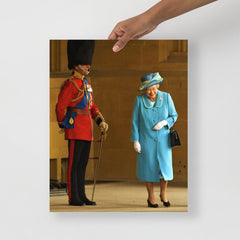 A Queen Elizabeth II with Prince Philip poster on a plain backdrop in size 16x20”.