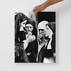 A Nuns Smoking poster on a plain backdrop in size 16x20”.