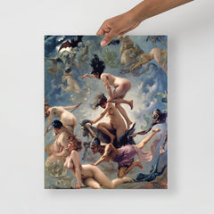 A Witches Going to Their Sabbath by Luis Ricardo Falero poster on a plain backdrop in size 16x20”.