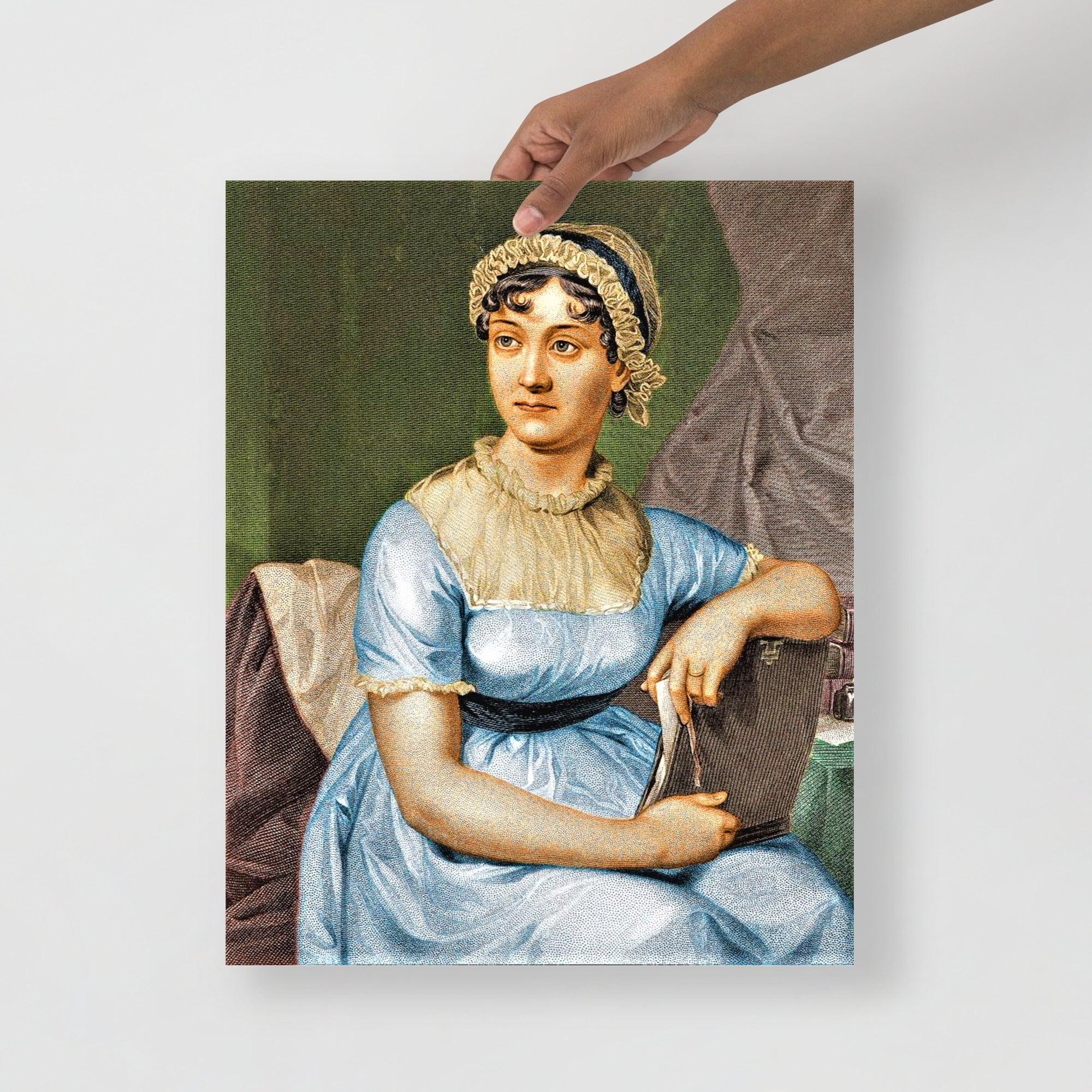 A Jane Austen poster on a plain backdrop in size 16x20”.