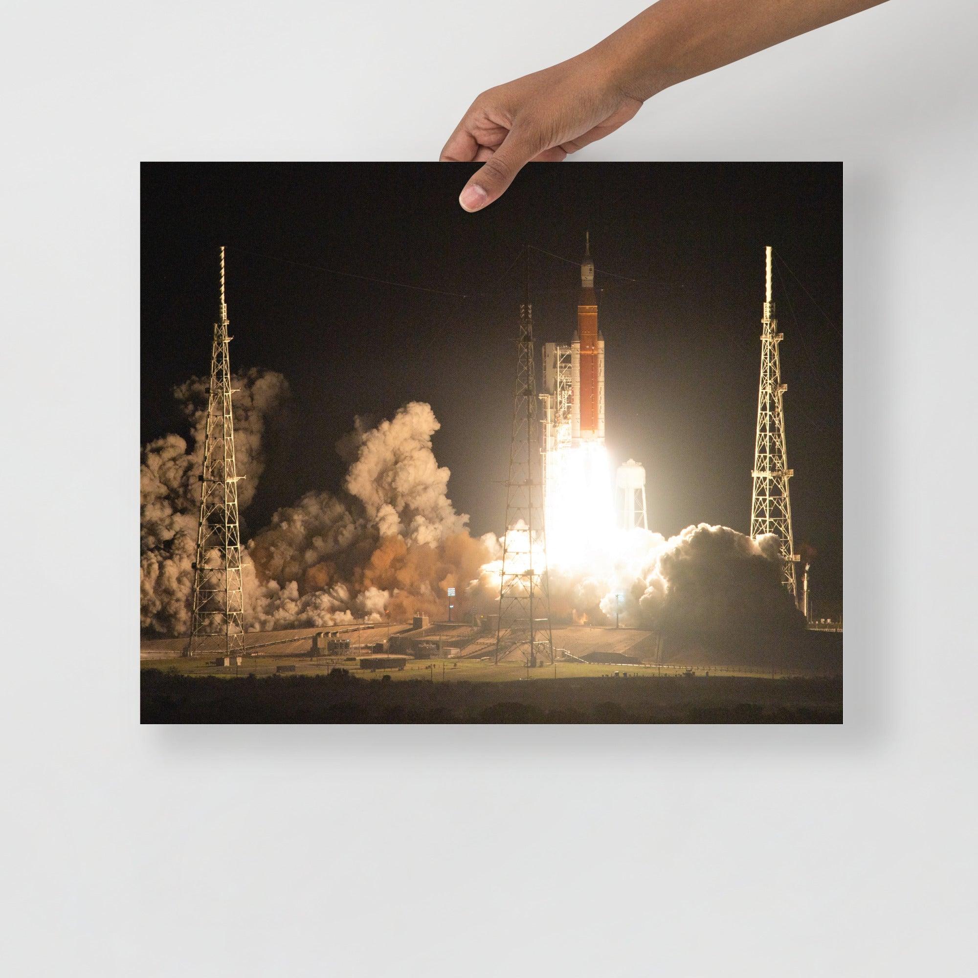 An Artemis 1 poster on a plain backdrop in size 16x20”.