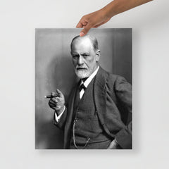 A Sigmund Freud Portrait poster on a plain backdrop in size 16x20”.