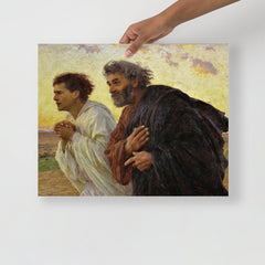 A Peter and John Running to the Tomb on a plain backdrop in size 16x20”.