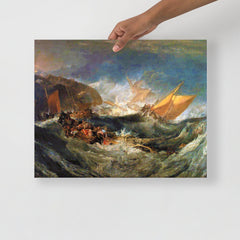 The Shipwreck by J. M. W. Turner poster on a plain backdrop in size 16x20”.