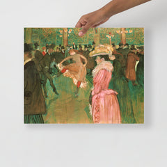 An At the Moulin Rouge: The Dance by Henri Toulouse-Lautrec poster on a plain backdrop in size 16x20”.