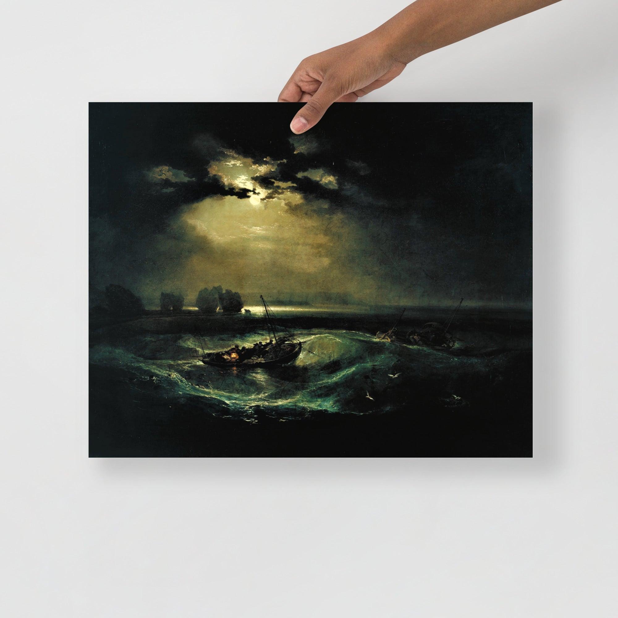A Fishermen at Sea by William Turner poster on a plain backdrop in size 16x20”.