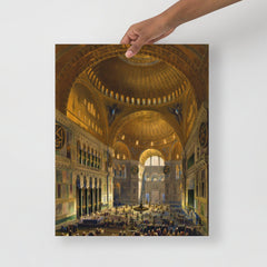 A Hagia Sophia (Aya Sofia) Church by Gaspare Fossati poster on a plain backdrop in size 16x20”.