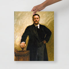 A Theodore Roosevelt by John Singer Sargent poster on a plain backdrop in size 16x20”.