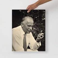 A Carl Jung poster on a plain backdrop in size 16x20”.