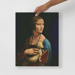 The Lady with the Ermine by Leonardo Da Vinci poster on a plain backdrop in size 16x20”.