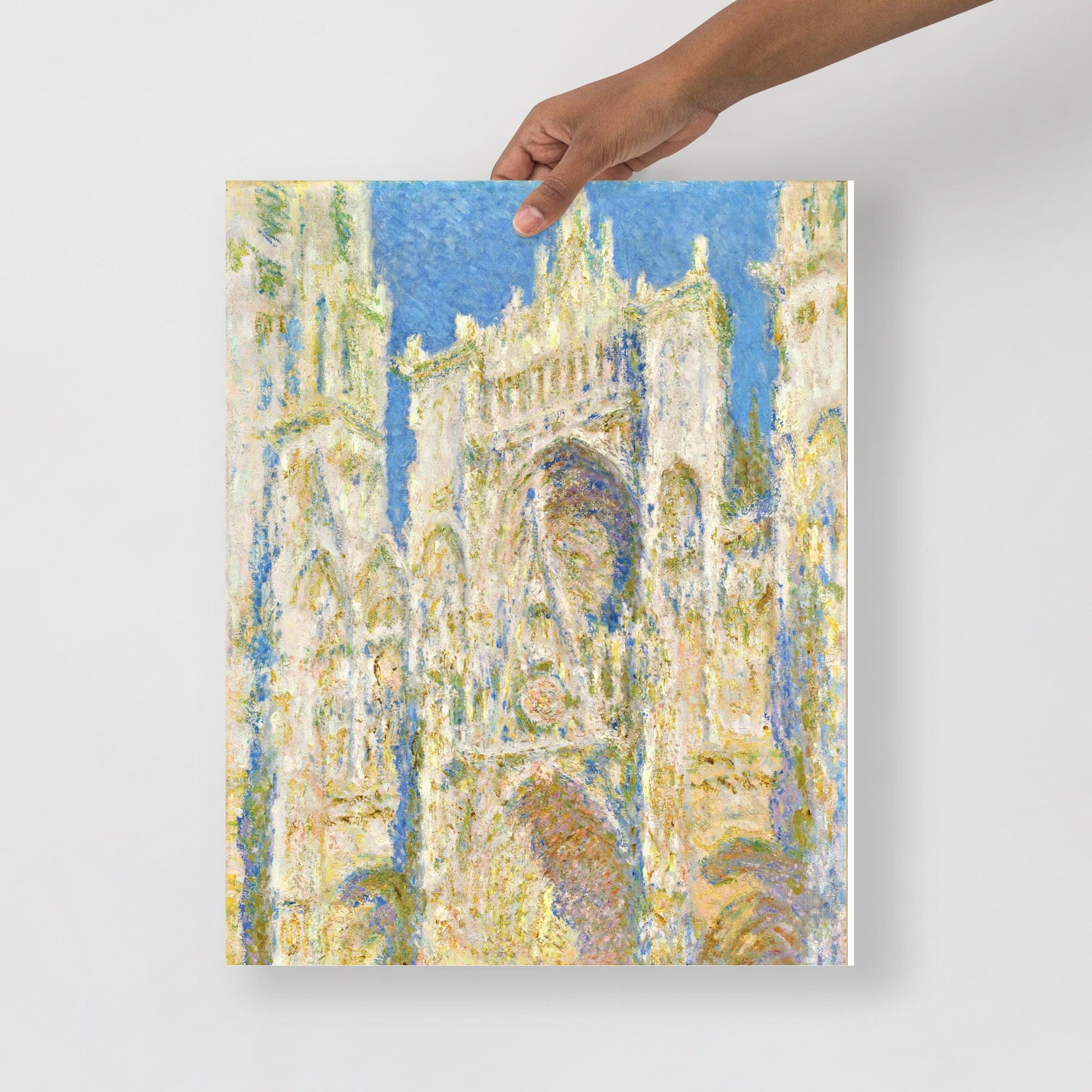 A Rouen Cathedral, West Facade by Claude Monet poster on a plain backdrop in size 16x20”.