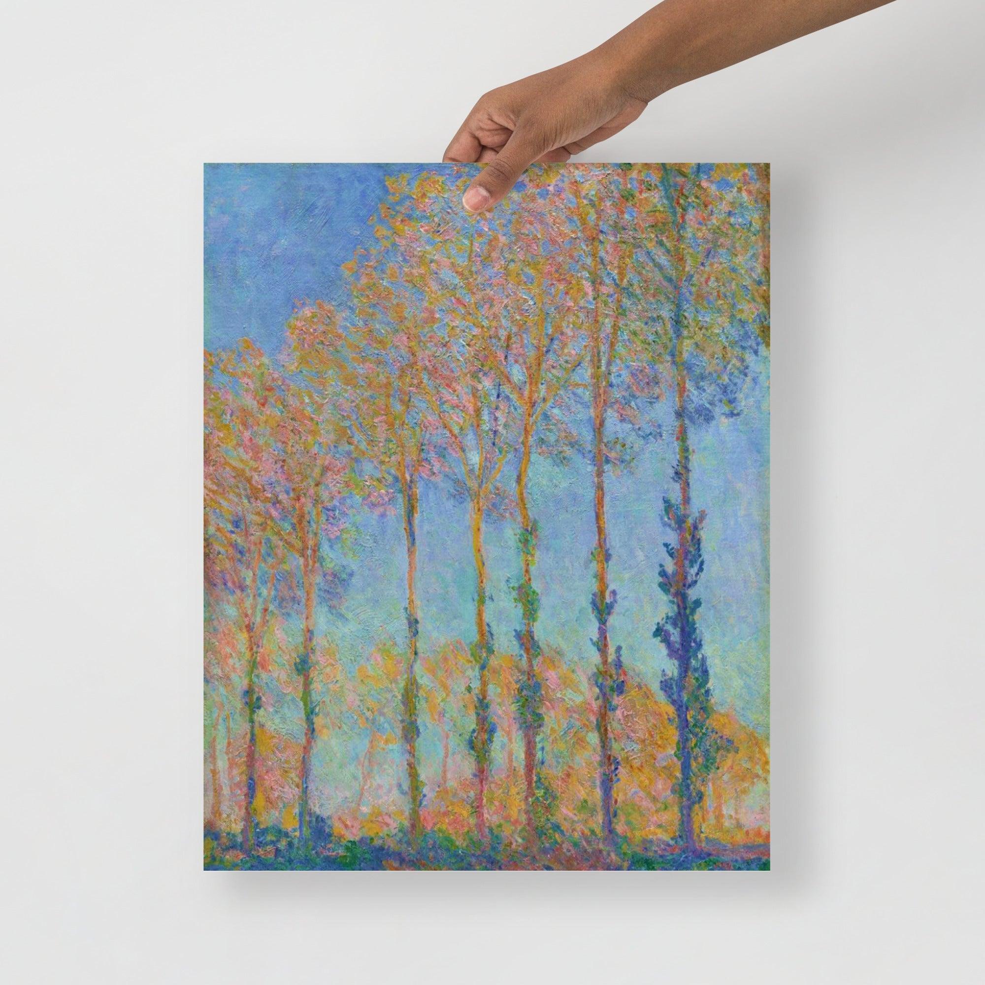 A Poplars on the Bank of the Epte River by Claude Monet poster on a plain backdrop in size 16x20”.