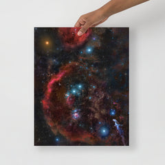 An Orion Constellation poster on a plain backdrop in size 16x20”.