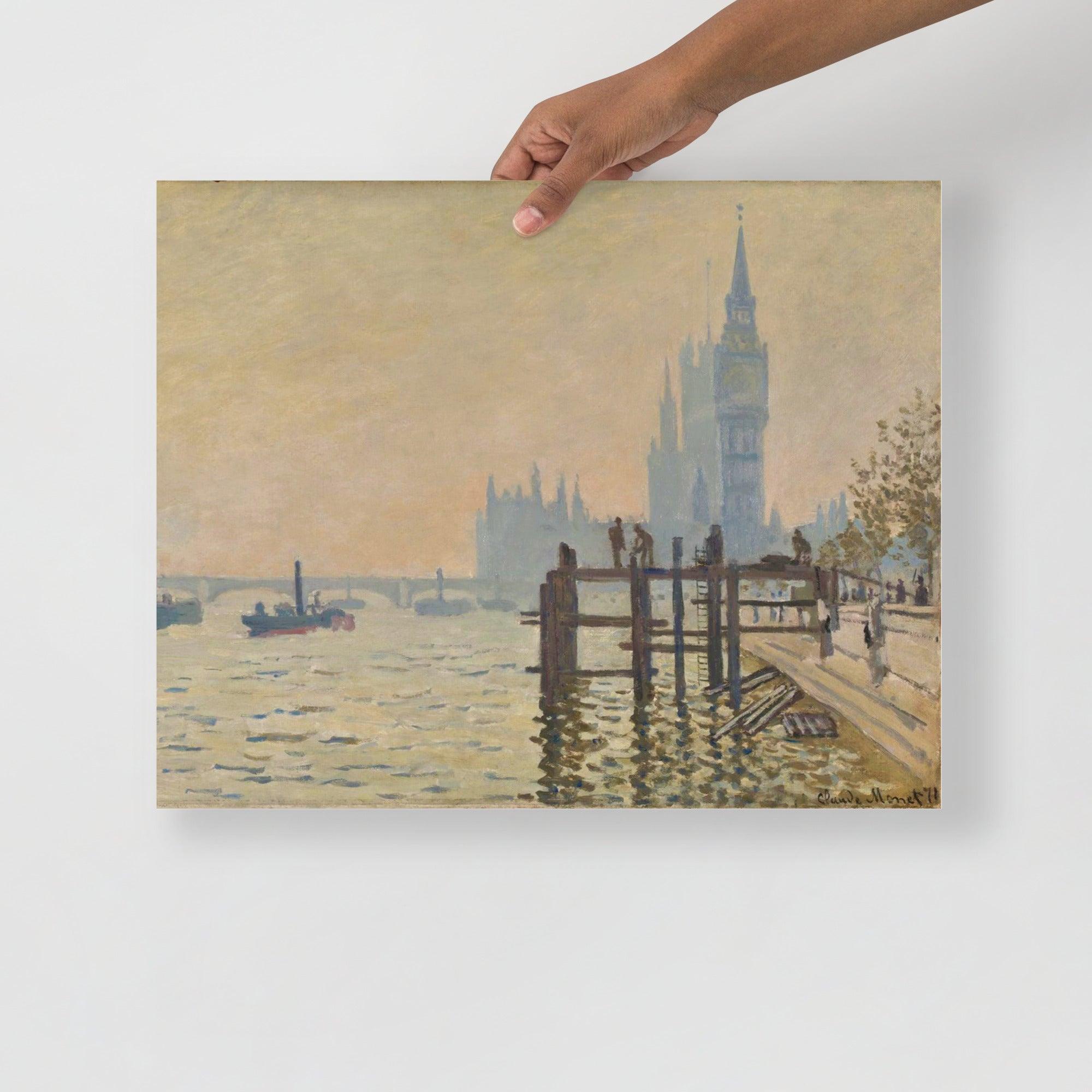 The Thames Below Water by Claude Monet poster on a plain backdrop in size 16x20”.