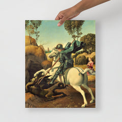 A Saint George And The Dragon by Raphael poster on a plain backdrop in size 16x20”.