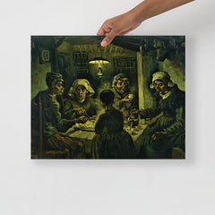 The Potato Eaters by Vincent van Gogh poster on a plain backdrop in size 16x20”.