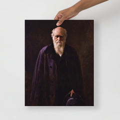 A Charles Darwin By John Collier poster on a plain backdrop in size 16x20”.