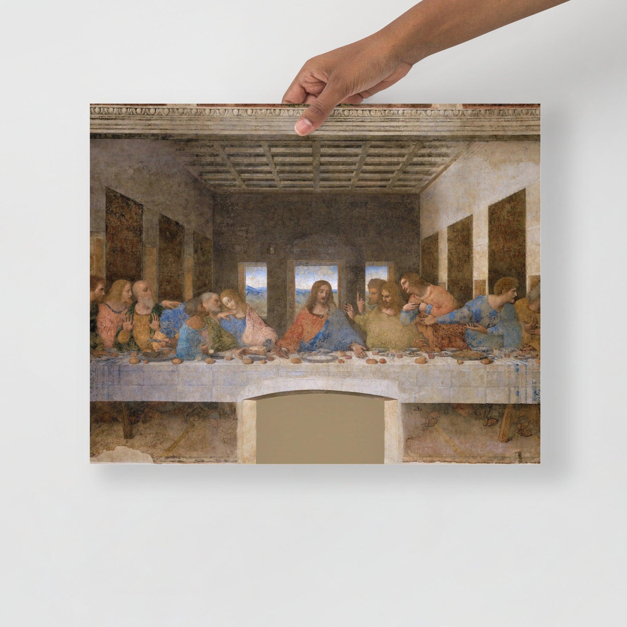 The Last Supper by Leonardo Da Vinci poster on a plain backdrop in size 16x20”.