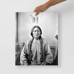 A Sitting Bull Portrait poster on a plain backdrop in size 16x20”.