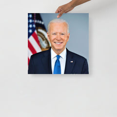 A Joe Biden Official Portrait poster on a plain backdrop in size 18x18”.