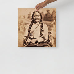A Sitting Bull by Goff poster on a plain backdrop in size 18x18”.
