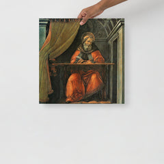 A St. Augustine in his Cell by Sandro Botticelli poster on a plain backdrop in size 18x18”.