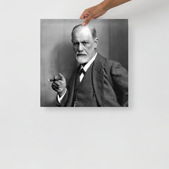 A Sigmund Freud Portrait poster on a plain backdrop in size 18x18”.