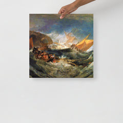 The Shipwreck by J. M. W. Turner poster on a plain backdrop in size 18x18”.