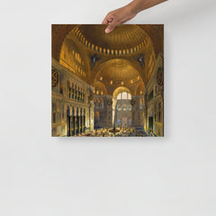 A Hagia Sophia (Aya Sofia) Church by Gaspare Fossati poster on a plain backdrop in size 18x18”.