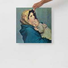 The Madonna of the Street By Roberto Ferruzzi poster on a plain backdrop in size 18x18”.