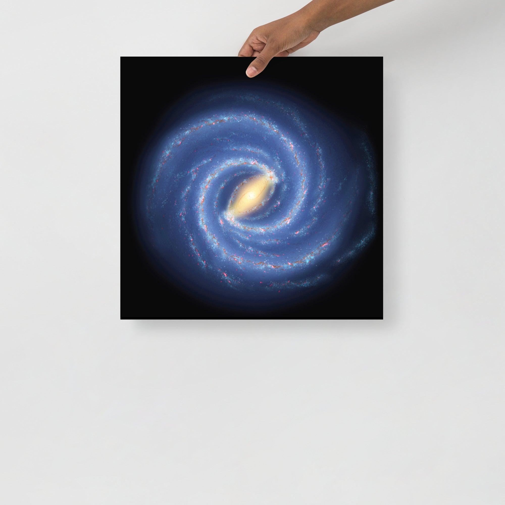 The Milky Way Galaxy poster on a plain backdrop in size 18x18”.