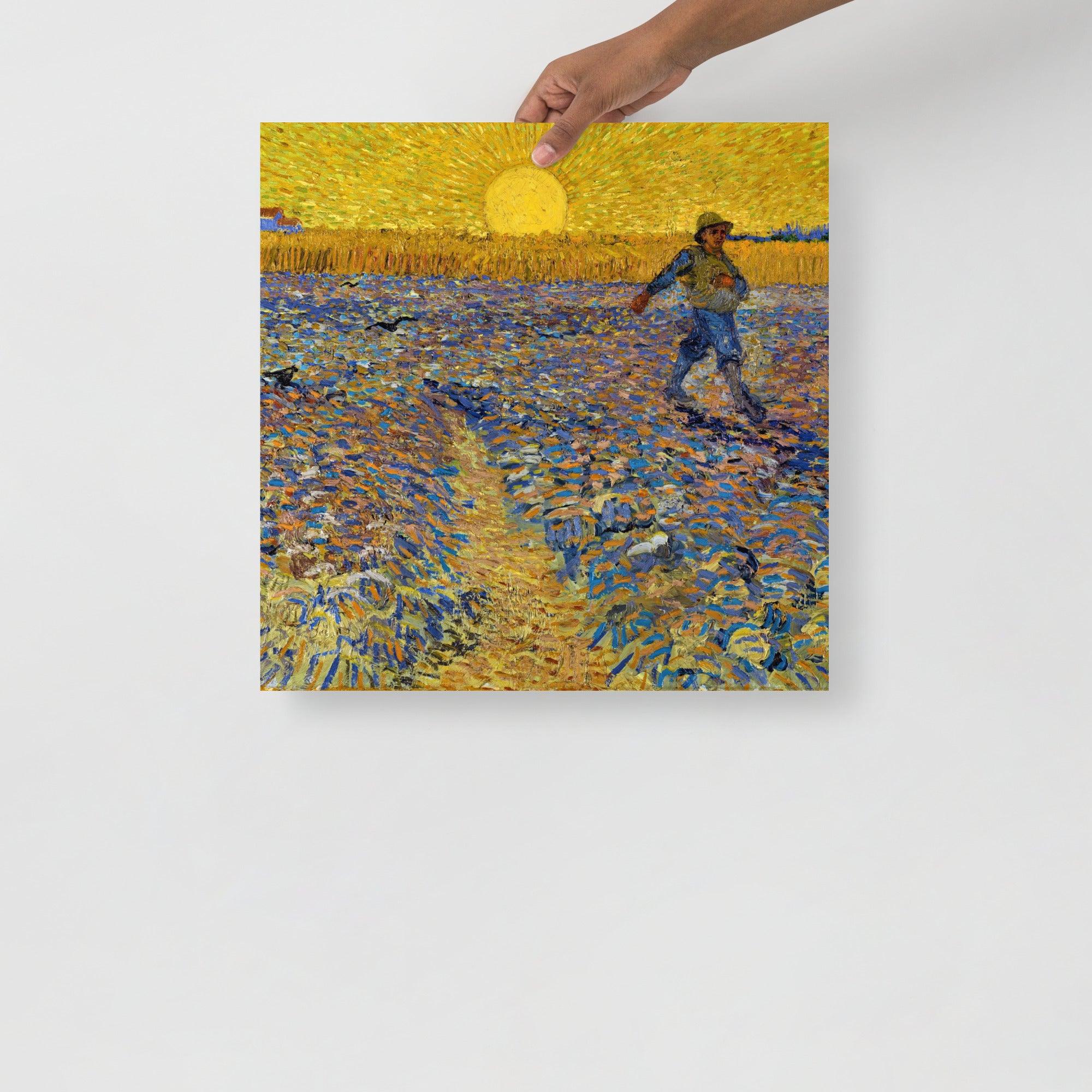 The Sower by Vincent Van Gogh poster on a plain backdrop in size18x18”.