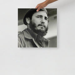 A Fidel Castro poster on a plain backdrop in size 18x18”.