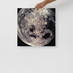 A Far Side of the Moon by Apollo 8 poster on a plain backdrop in size 18x18”.