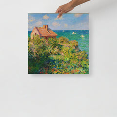 A Fisherman's Cottage at Varengeville by Claude Monet poster on a plain backdrop in size 18x18”.