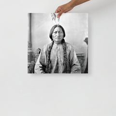 A Sitting Bull Portrait poster on a plain backdrop in size 18x18”.